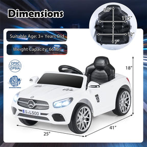 12V Kids Ride On Car, Licensed Mercedes-Benz SL R231 Electric Vehicle with Remote Control, Spring Suspension, LED Lights & Music for Boys Girls