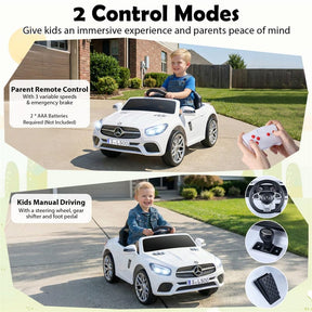 12V Kids Ride On Car, Licensed Mercedes-Benz SL R231 Electric Vehicle with Remote Control, Spring Suspension, LED Lights & Music for Boys Girls