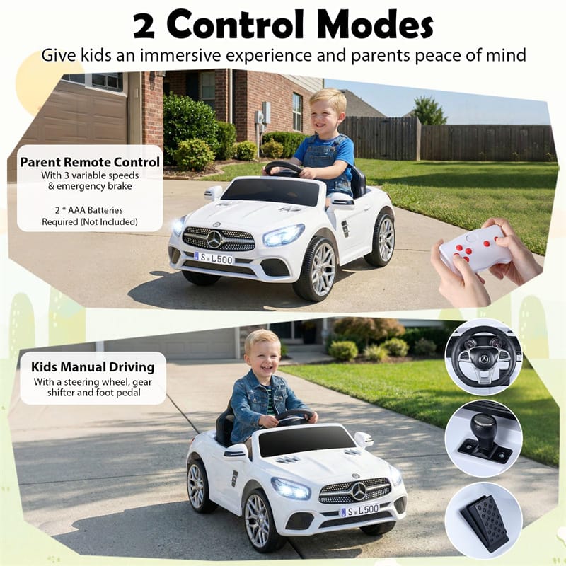 12V Kids Ride On Car, Licensed Mercedes-Benz SL R231 Electric Vehicle with Remote Control, Spring Suspension, LED Lights & Music for Boys Girls