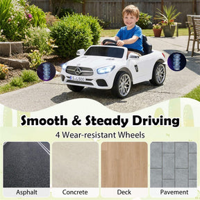 12V Kids Ride On Car, Licensed Mercedes-Benz SL R231 Electric Vehicle with Remote Control, Spring Suspension, LED Lights & Music for Boys Girls