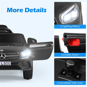 12V Kids Ride On Car, Licensed Mercedes-Benz SL500 Electric Vehicle with Remote Control, Spring Suspension, LED Lights & Music for Boys Girls