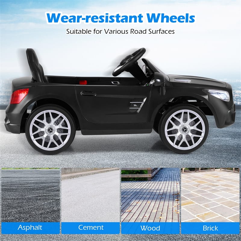 12V Kids Ride On Car, Licensed Mercedes-Benz SL500 Electric Vehicle with Remote Control, Spring Suspension, LED Lights & Music for Boys Girls