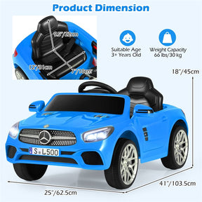 12V Kids Ride On Car, Licensed Mercedes-Benz SL500 Electric Vehicle with Remote Control, Spring Suspension, LED Lights & Music for Boys Girls