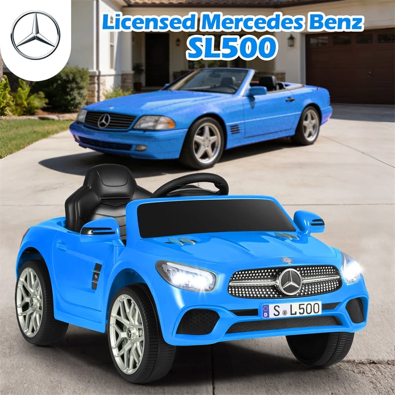 12V Kids Ride On Car, Licensed Mercedes-Benz SL500 Electric Vehicle with Remote Control, Spring Suspension, LED Lights & Music for Boys Girls