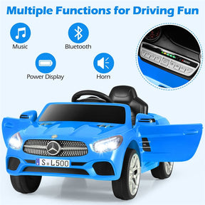 12V Kids Ride On Car, Licensed Mercedes-Benz SL500 Electric Vehicle with Remote Control, Spring Suspension, LED Lights & Music for Boys Girls