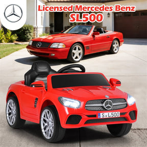 12V Kids Ride On Car, Licensed Mercedes-Benz SL500 Electric Vehicle with Remote Control, Spring Suspension, LED Lights & Music for Boys Girls