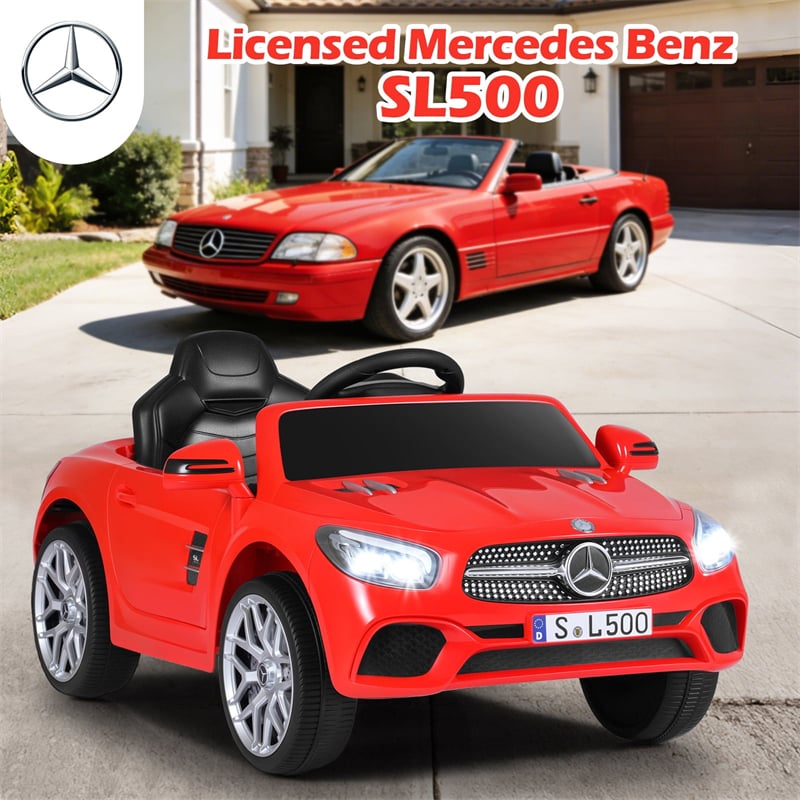 12V Kids Ride On Car, Licensed Mercedes-Benz SL500 Electric Vehicle with Remote Control, Spring Suspension, LED Lights & Music for Boys Girls