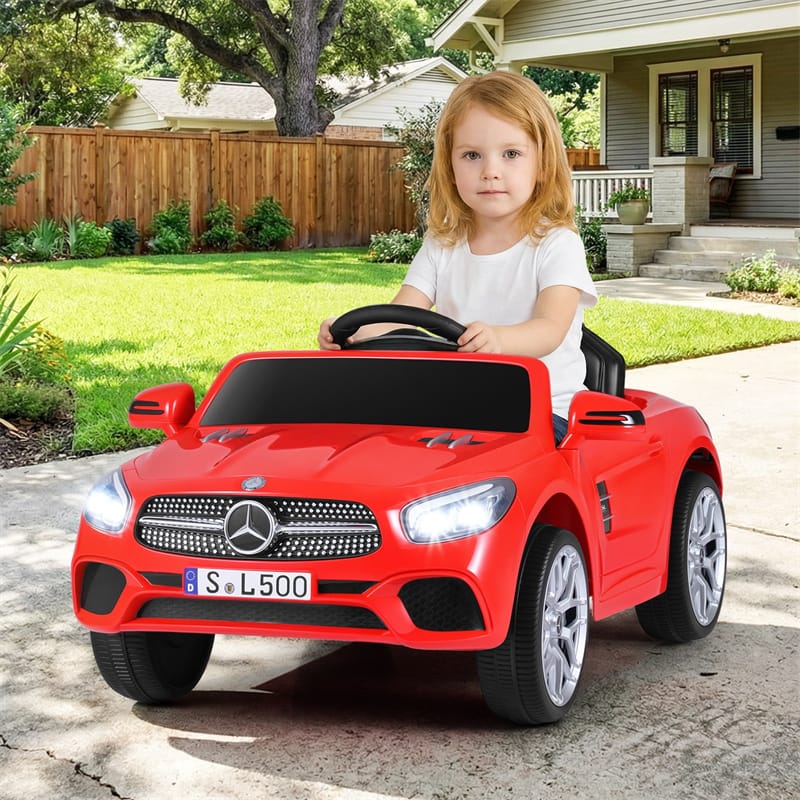 12V Kids Ride On Car, Licensed Mercedes-Benz SL500 Electric Vehicle with Remote Control, Spring Suspension, LED Lights & Music for Boys Girls