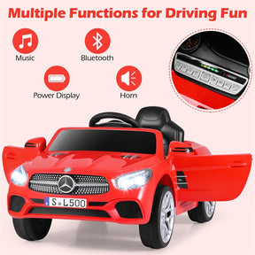 12V Kids Ride On Car, Licensed Mercedes-Benz SL500 Electric Vehicle with Remote Control, Spring Suspension, LED Lights & Music for Boys Girls