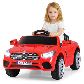 12V Kids Ride On Car, Licensed Mercedes-Benz SL500 Electric Vehicle with Remote Control, Spring Suspension, LED Lights & Music for Boys Girls