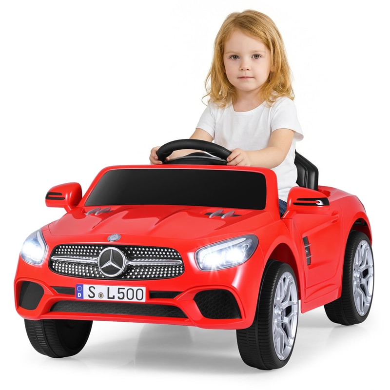 12V Kids Ride On Car, Licensed Mercedes-Benz SL500 Electric Vehicle with Remote Control, Spring Suspension, LED Lights & Music for Boys Girls