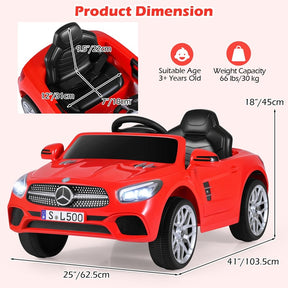 12V Kids Ride On Car, Licensed Mercedes-Benz SL500 Electric Vehicle with Remote Control, Spring Suspension, LED Lights & Music for Boys Girls