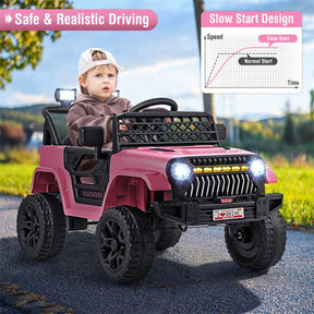 12V Kids Ride On Truck Car, Battery Powered Electric Vehicle with Parental Remote, LED Lights & Music Player for Boys & Girls Aged 3+