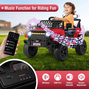 12V Kids Ride On Truck Car, Battery Powered Electric Vehicle with Parental Remote, LED Lights & Music Player for Boys & Girls Aged 3+