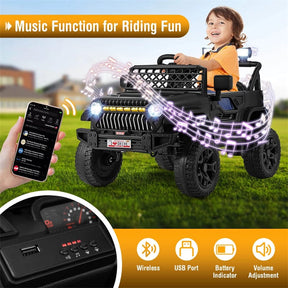 12V Kids Ride On Truck Car, Battery Powered Electric Vehicle with Parental Remote, LED Lights & Music Player for Boys & Girls Aged 3+