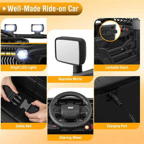 12V Kids Ride On Truck Car, Battery Powered Electric Vehicle with Parental Remote, LED Lights & Music Player for Boys & Girls Aged 3+