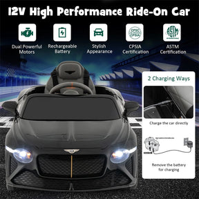 12V Licensed Bentley Bacalar Battery Kids Ride-on Toy Car with Remote Control, Scissor Doors, Lights & Sound Effects