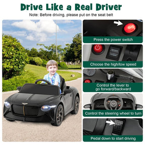 12V Licensed Bentley Bacalar Battery Kids Ride-on Toy Car with Remote Control, Scissor Doors, Lights & Sound Effects