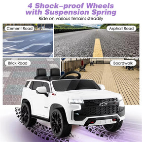 Licensed Chevrolet Tahoe Kids Ride On Car 12V Battery Powered Electric Truck SUV RC Vehicle with Light & Music
