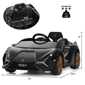 12V Licensed Lamborghini Sian FKP 37 Kids Ride-On Car with Remote, Electric Toy Roadster Carbon Fiber Textured for Toddler