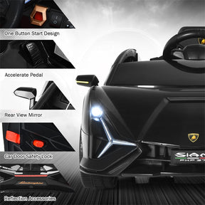 12V Licensed Lamborghini Sian FKP 37 Kids Ride-On Car with Remote, Electric Toy Roadster Carbon Fiber Textured for Toddler