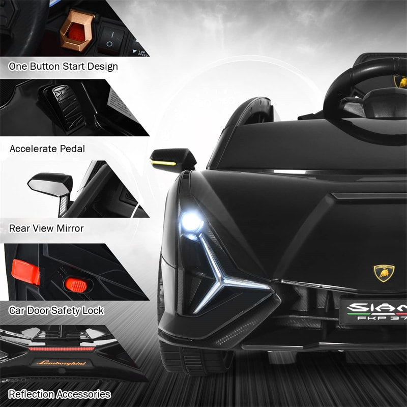 12V Licensed Lamborghini Sian FKP 37 Kids Ride-On Car with Remote, Electric Toy Roadster Carbon Fiber Textured for Toddler