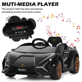 12V Licensed Lamborghini Sian FKP 37 Kids Ride-On Car with Remote, Electric Toy Roadster Carbon Fiber Textured for Toddler