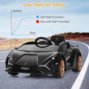 12V Licensed Lamborghini Sian FKP 37 Kids Ride-On Car with Remote, Electric Toy Roadster Carbon Fiber Textured for Toddler