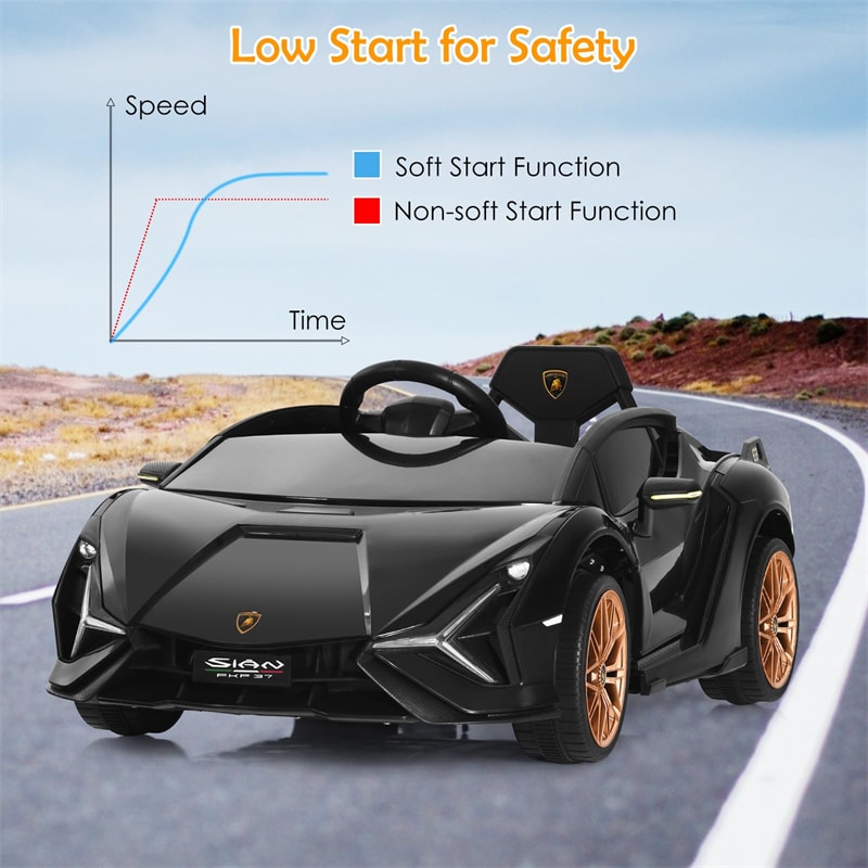 12V Licensed Lamborghini Sian FKP 37 Kids Ride-On Car with Remote, Electric Toy Roadster Carbon Fiber Textured for Toddler