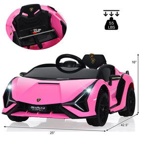 12V Licensed Lamborghini Sian FKP 37 Kids Ride-On Car with Remote, Electric Toy Roadster Carbon Fiber Textured for Toddler