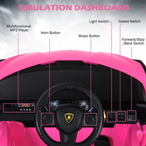 12V Licensed Lamborghini Sian FKP 37 Kids Ride-On Car with Remote, Electric Toy Roadster Carbon Fiber Textured for Toddler