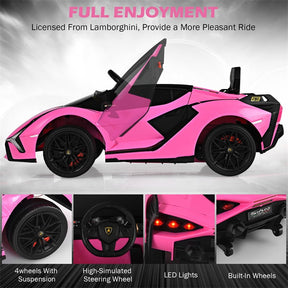 12V Licensed Lamborghini Sian FKP 37 Kids Ride-On Car with Remote, Electric Toy Roadster Carbon Fiber Textured for Toddler