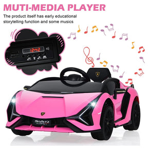12V Licensed Lamborghini Sian FKP 37 Kids Ride-On Car with Remote, Electric Toy Roadster Carbon Fiber Textured for Toddler