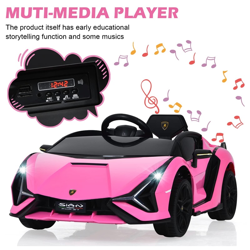12V Licensed Lamborghini Sian FKP 37 Kids Ride-On Car with Remote, Electric Toy Roadster Carbon Fiber Textured for Toddler