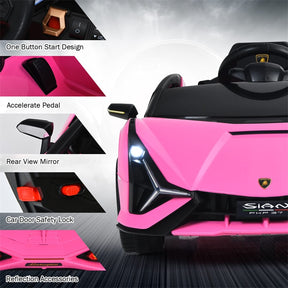 12V Licensed Lamborghini Sian FKP 37 Kids Ride-On Car with Remote, Electric Toy Roadster Carbon Fiber Textured for Toddler