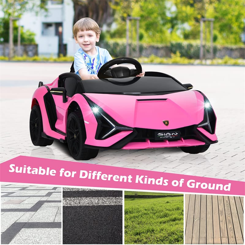 12V Licensed Lamborghini Sian FKP 37 Kids Ride-On Car with Remote, Electric Toy Roadster Carbon Fiber Textured for Toddler