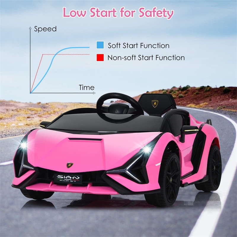 12V Licensed Lamborghini Sian FKP 37 Kids Ride-On Car with Remote, Electric Toy Roadster Carbon Fiber Textured for Toddler