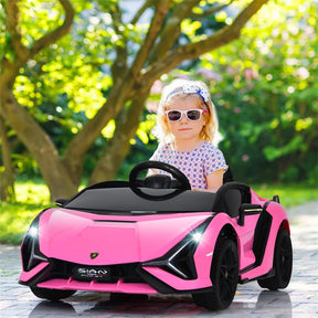 12V Licensed Lamborghini Sian FKP 37 Kids Ride-On Car with Remote, Electric Toy Roadster Carbon Fiber Textured for Toddler