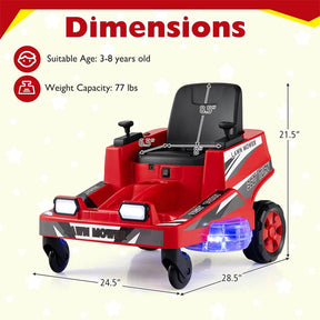 12V Kids Ride-On Lawn Mower with 360° Twist & Turn, Dual Control Sticks, LED Lights, Toddler Electric Car Toy for Boys & Girls Aged 3-8