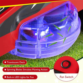 12V Kids Ride-On Lawn Mower with 360° Twist & Turn, Dual Control Sticks, LED Lights, Toddler Electric Car Toy for Boys & Girls Aged 3-8