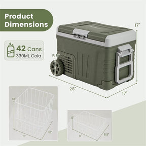 12/24V Portable Car Refrigerator, 37/53QT Car Fridge Freezer Electric Cooler with Wheels & -4℉~68℉ Adjustable Range for Camping RV Travel