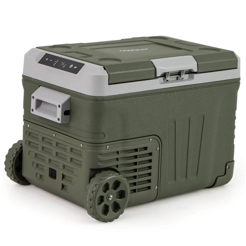 12/24V Portable Car Refrigerator, 37/53QT Car Fridge Freezer Electric Cooler with Wheels & -4℉~68℉ Adjustable Range for Camping RV Travel