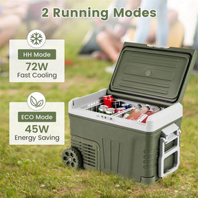 12/24V Portable Car Refrigerator, 37/53QT Car Fridge Freezer Electric Cooler with Wheels & -4℉~68℉ Adjustable Range for Camping RV Travel