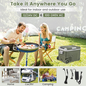 12/24V Portable Car Refrigerator, 37/53QT Car Fridge Freezer Electric Cooler with Wheels & -4℉~68℉ Adjustable Range for Camping RV Travel
