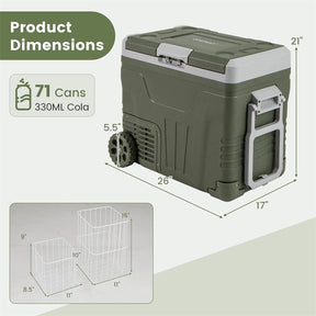 12/24V Portable Car Refrigerator, 37/53QT Car Fridge Freezer Electric Cooler with Wheels & -4℉~68℉ Adjustable Range for Camping RV Travel
