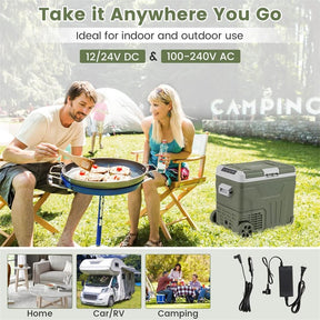 12/24V Portable Car Refrigerator, 37/53QT Car Fridge Freezer Electric Cooler with Wheels & -4℉~68℉ Adjustable Range for Camping RV Travel