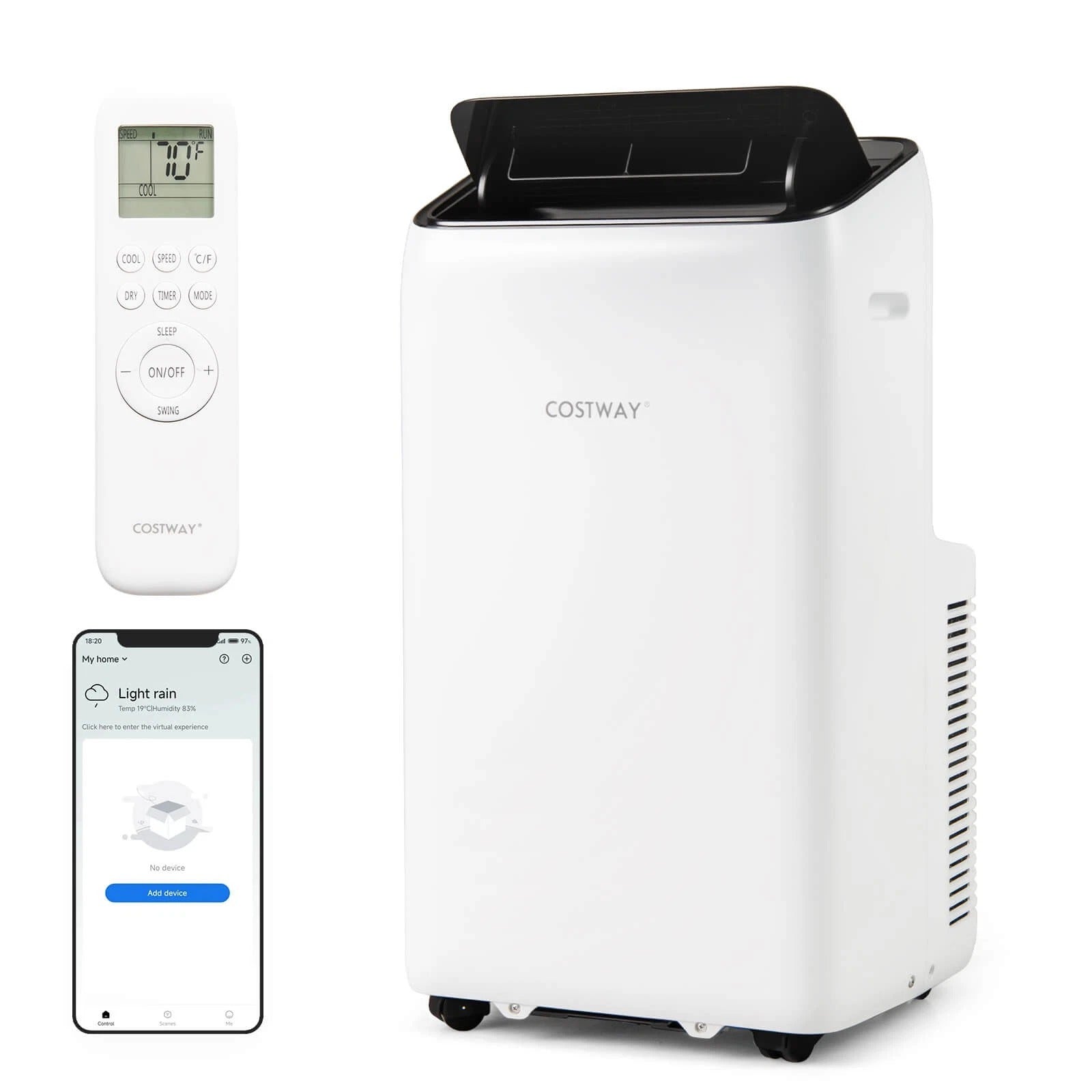 14000 BTU Inverter Portable Air Conditioner, WiFi Smart 3-in-1 AC Unit with Dehumidifier & Fan, App/Voice Control, Window Kit for 650 Sq. Ft Rooms