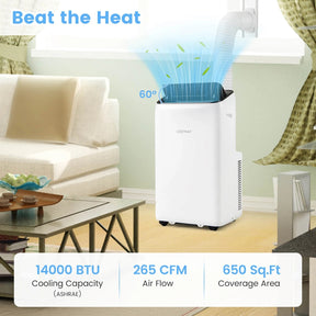 14000 BTU Inverter Portable Air Conditioner, WiFi Smart 3-in-1 AC Unit with Dehumidifier & Fan, App/Voice Control, Window Kit for 650 Sq. Ft Rooms