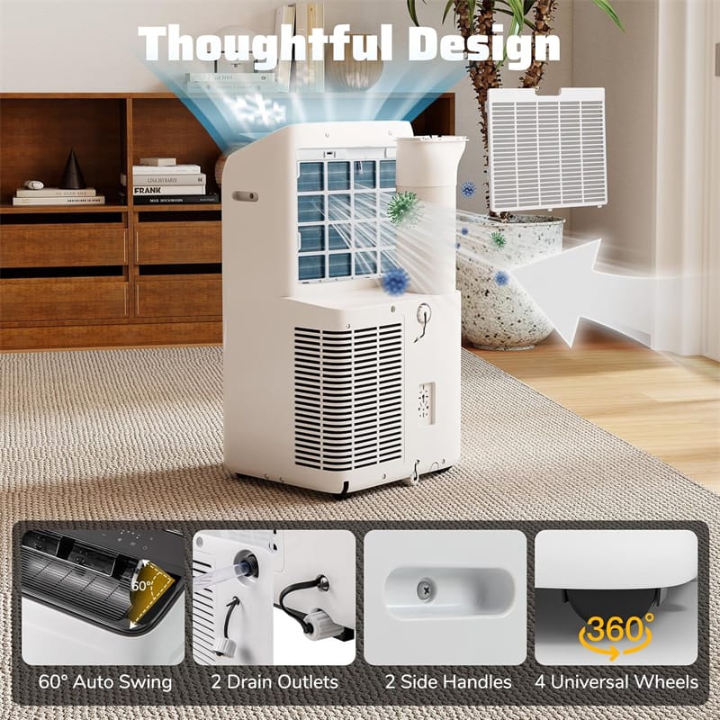 14000 BTU Inverter Portable Air Conditioner, WiFi Smart 3-in-1 AC Unit with Dehumidifier & Fan, App/Voice Control, Window Kit for 650 Sq. Ft Rooms