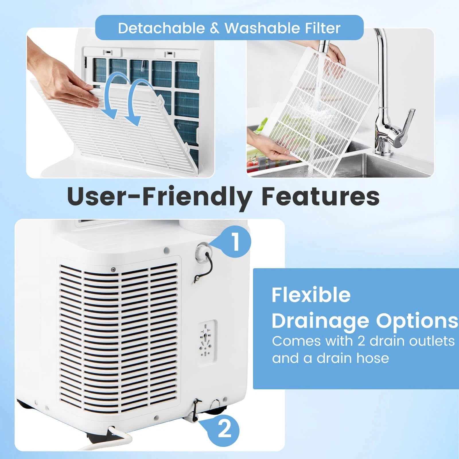 14000 BTU Inverter Portable Air Conditioner, WiFi Smart 3-in-1 AC Unit with Dehumidifier & Fan, App/Voice Control, Window Kit for 650 Sq. Ft Rooms